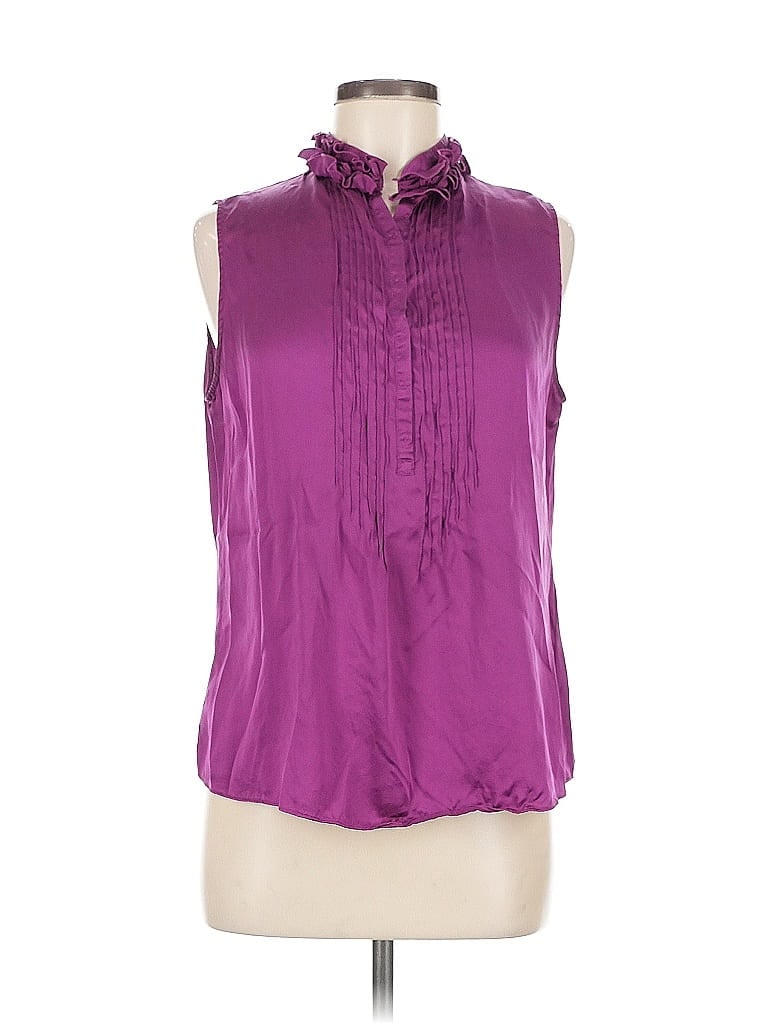Pre-owned T Tahari Sleeveless Silk Top Purple Cowl Neck Tops