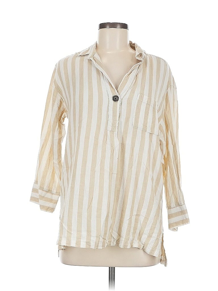 Pre-owned Old Navy 3/4 Sleeve Button Down Shirt In White