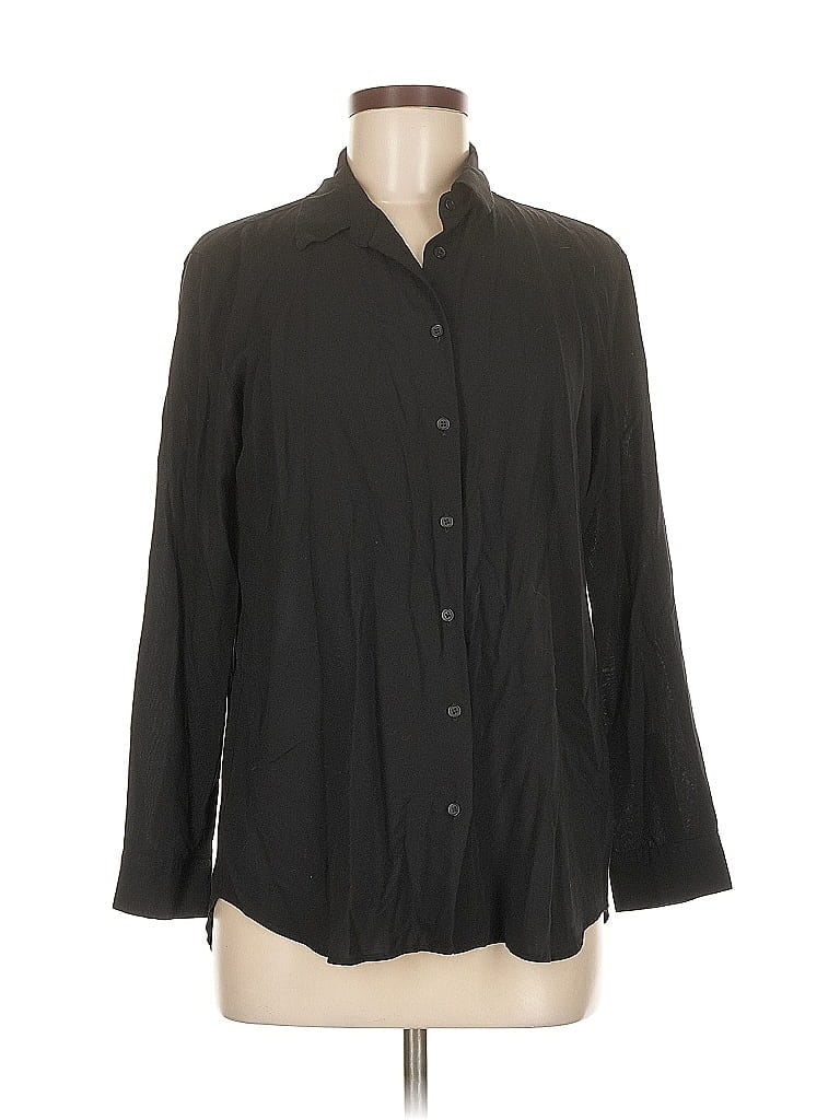 Pre-owned Uniqlo Long Sleeve Blouse In Black
