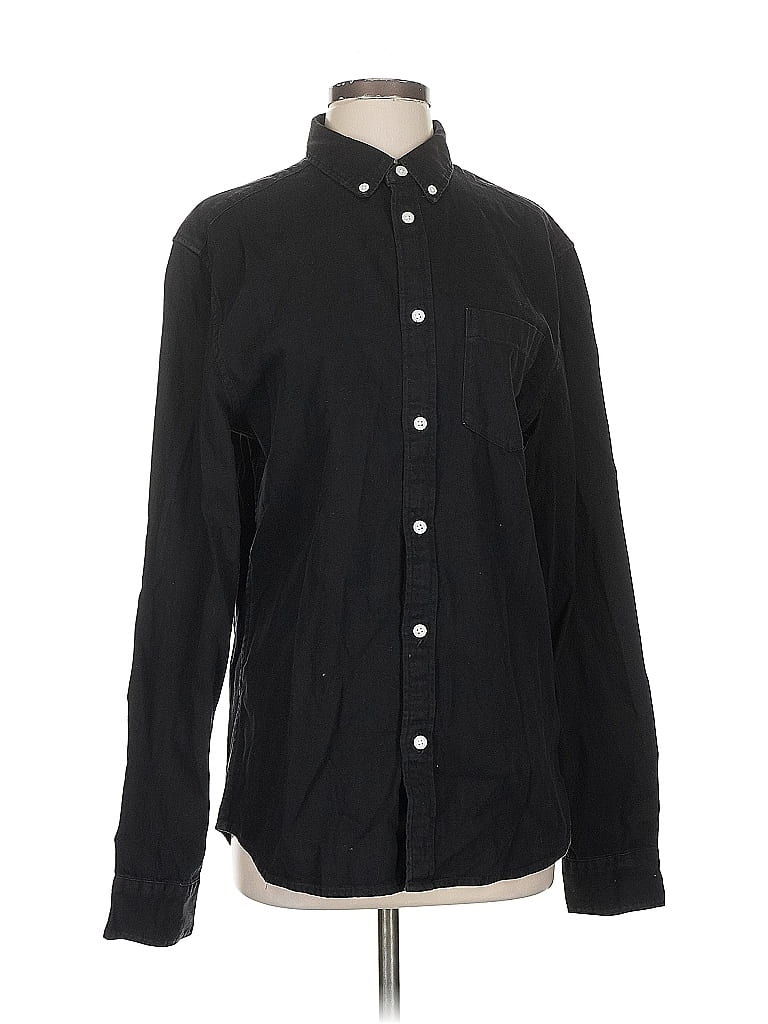 H&M Pre-owned Long Sleeve Button Down Shirt In Black