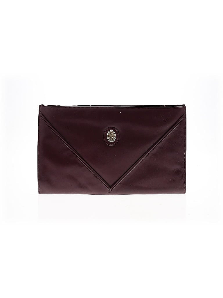 Pre-owned Assorted Brands Leather Clutch In Burgundy