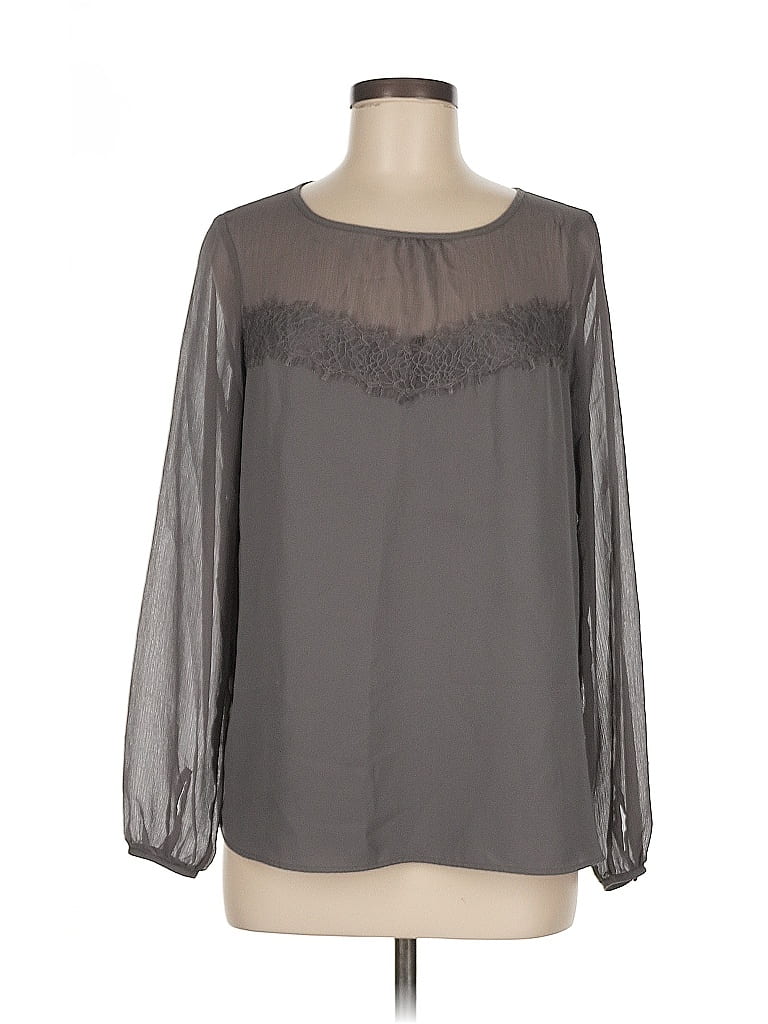 Pre-owned Apt. 9 Long Sleeve Blouse In Gray