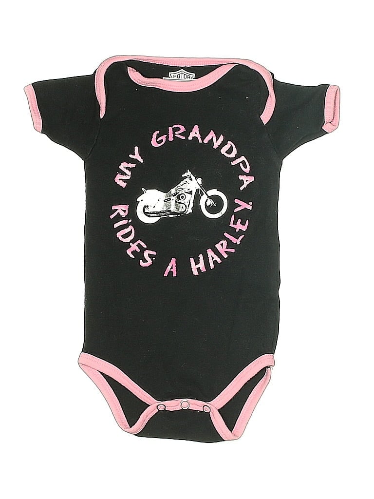 Pre-owned Harley Davidson Babies'  Short Sleeve Onesie In Black
