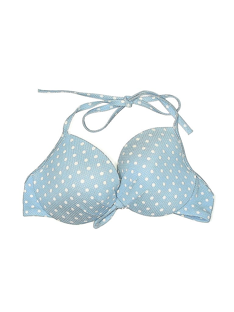 Pre-owned Shade & Shore Swimsuit Top Blue Polka Dots Pattern Swimwear