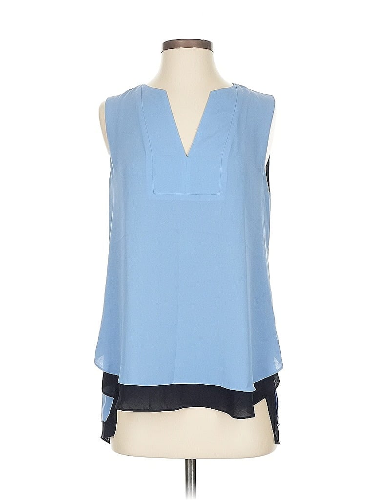 Pre-owned Ann Taylor Factory Sleeveless Blouse In Blue