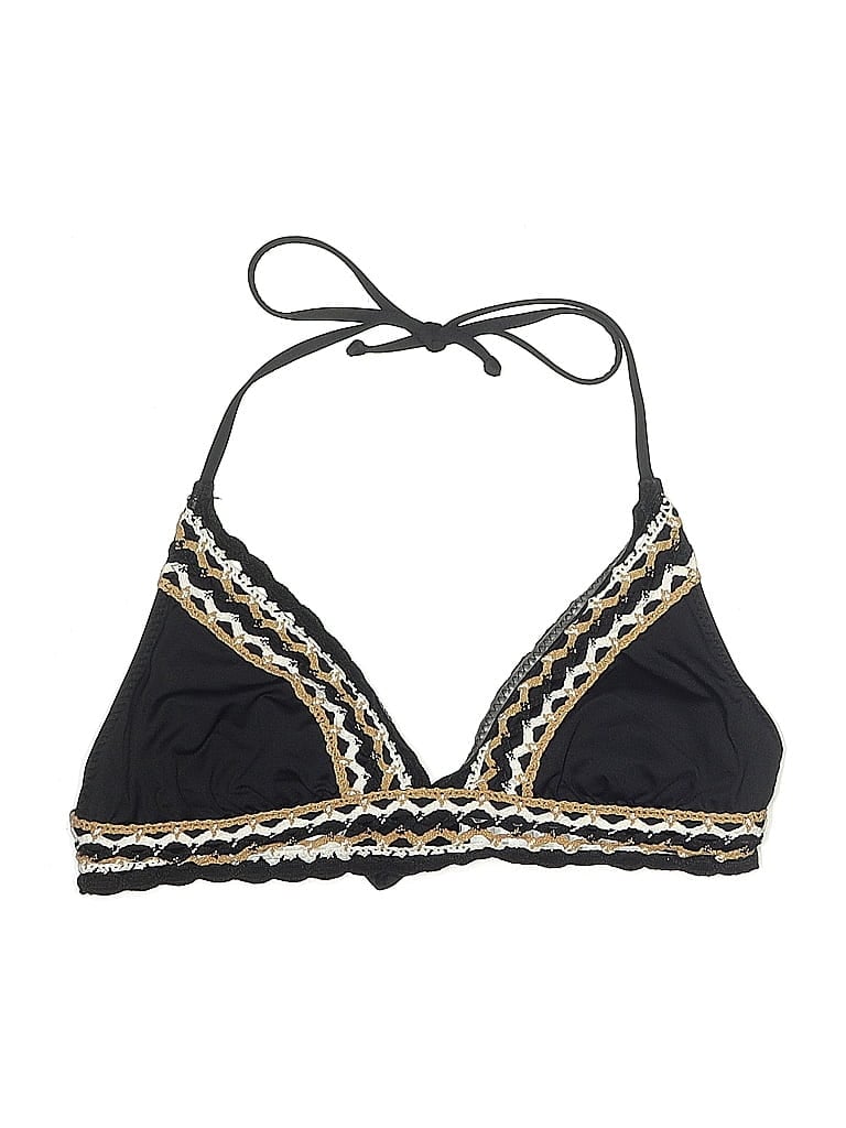 Pre-owned Becca By Rebecca Virtue Swimsuit Top Black Chevron/herringbone Pattern Swimwear