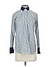 J.Crew 100% Cotton Chevron-herringbone Blue Long Sleeve Button-Down Shirt Size 0 - photo 1