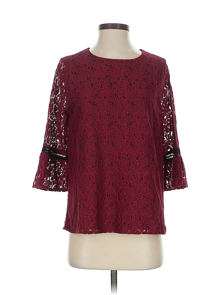 Pre-owned Gibson 3/4 Sleeve Top Burgundy Boatneck Tops