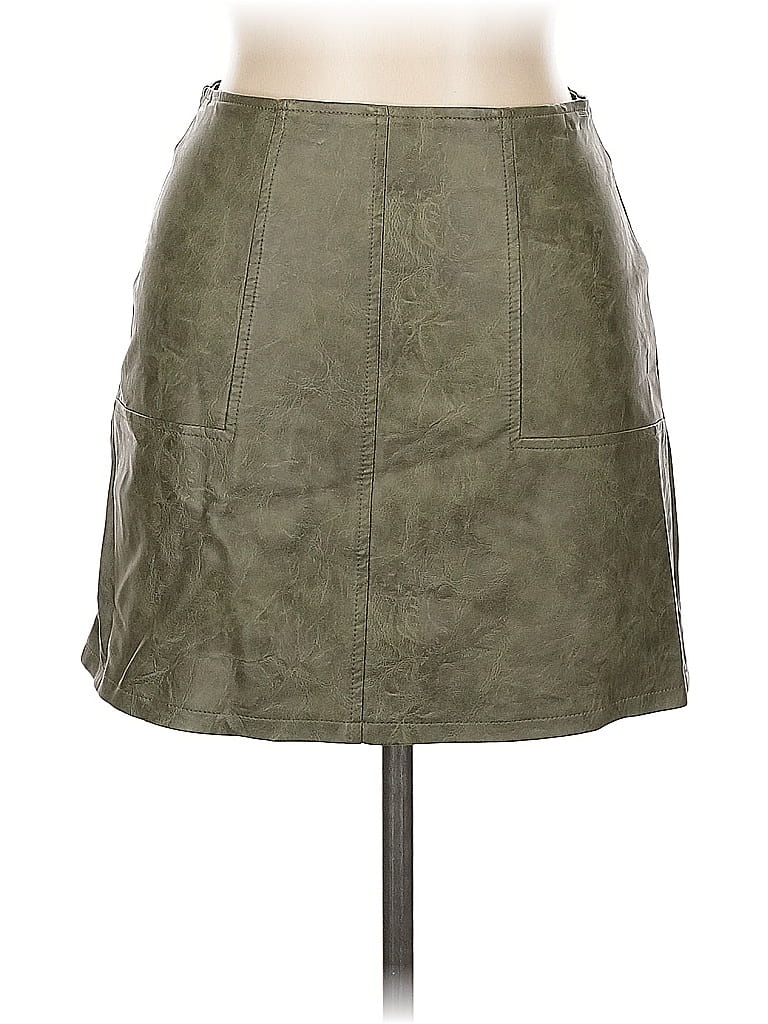 Pre-owned Mint Vanilla Faux Leather Skirt In Green