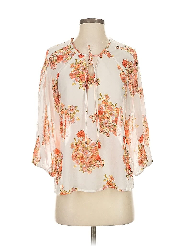 Pre-owned Forever 21 Contemporary 3/4 Sleeve Blouse In White