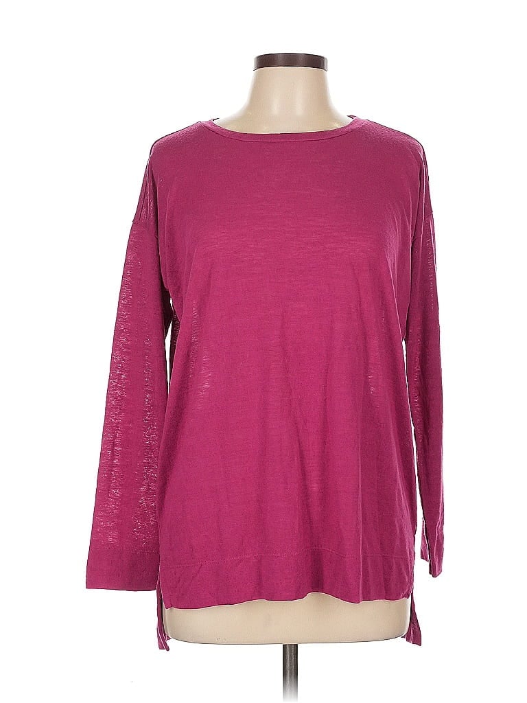Pre-owned Ann Taylor Loft Long Sleeve T-shirt In Burgundy