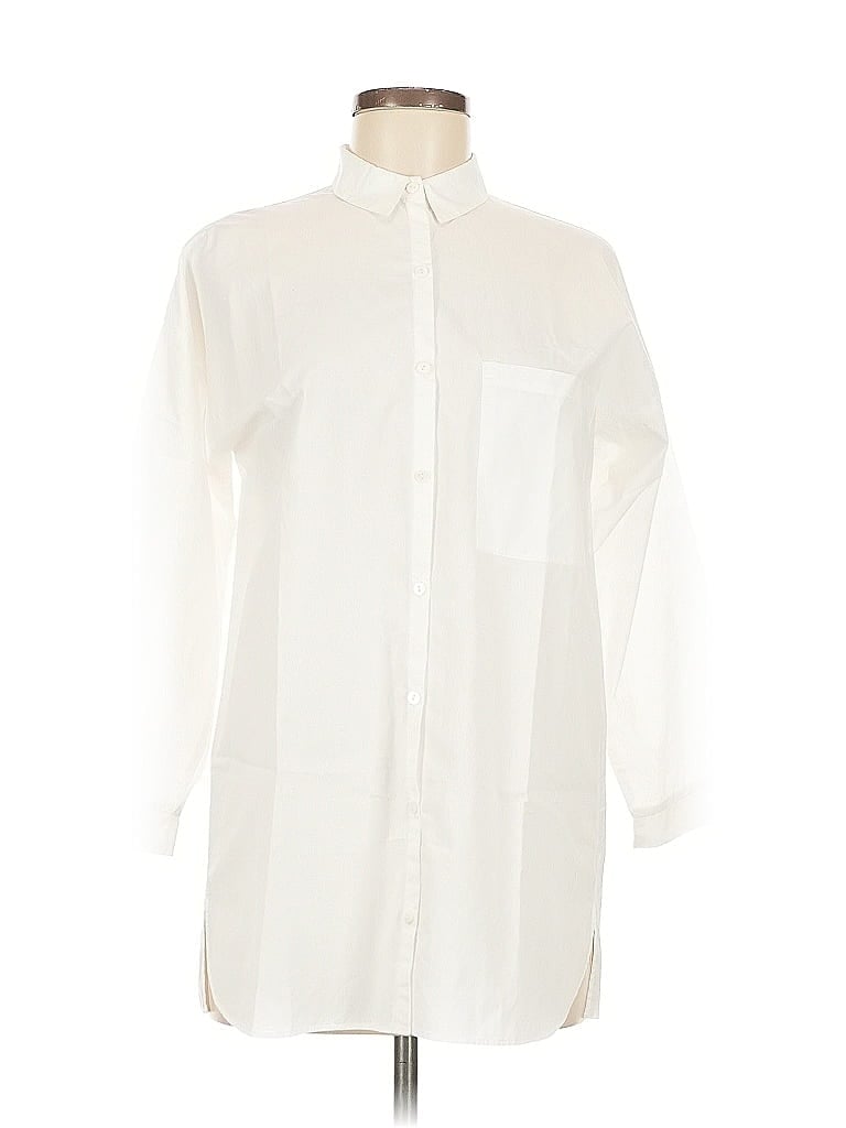 Pre-owned Assorted Brands 3/4 Sleeve Button Down Shirt In White
