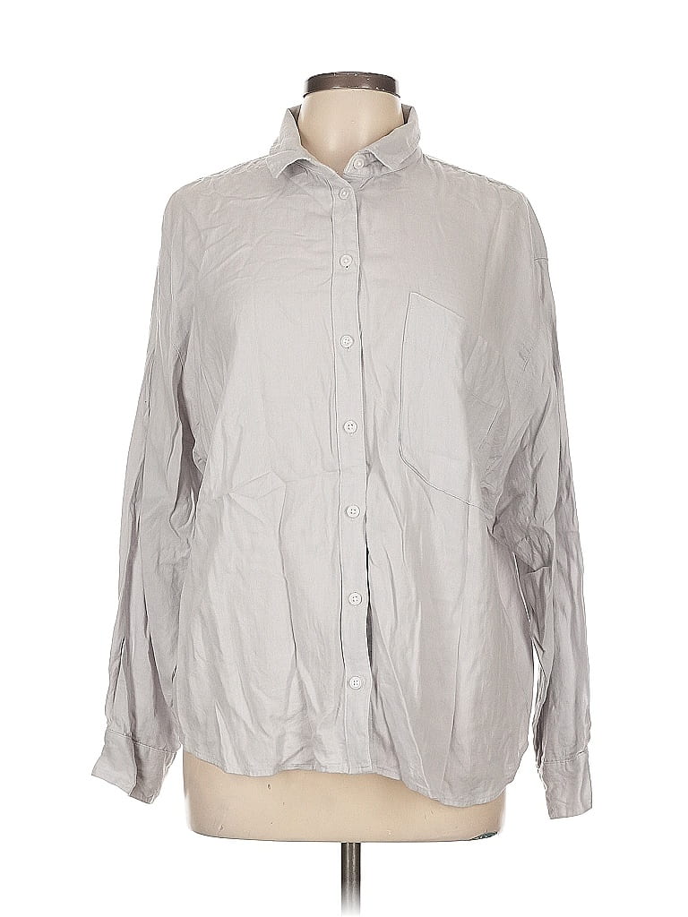 Pre-owned A New Day Long Sleeve Button Down Shirt In Gray