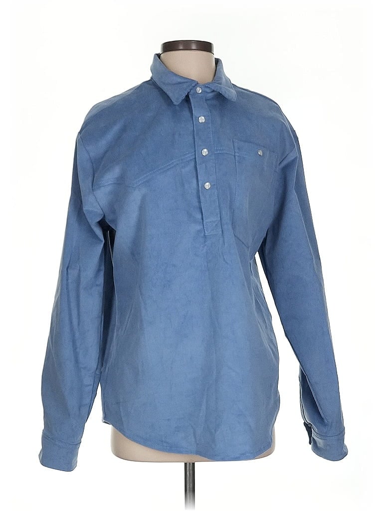 Pre-owned Assorted Brands Long Sleeve Button Down Shirt In Blue