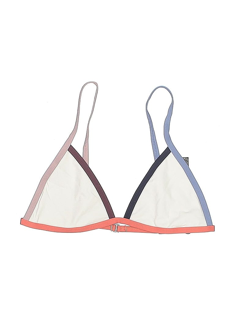 Click to view more detailed imagery on our partner's website Pre-owned Q Swimwear Swimsuit Top Ivory Color Block Pattern Swimwear In White