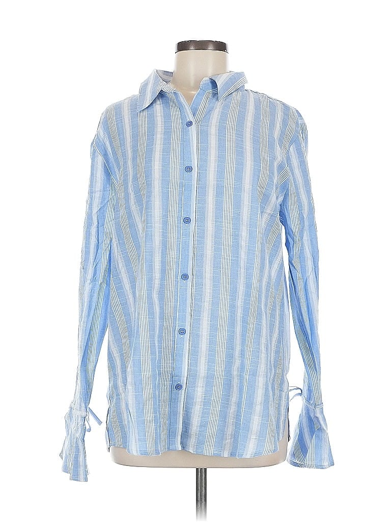 Kori America Long Sleeve Button Down Shirt In Blue