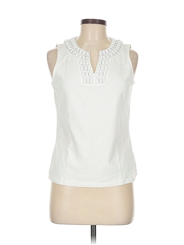 Pre-owned Talbots Sleeveless Blouse In White