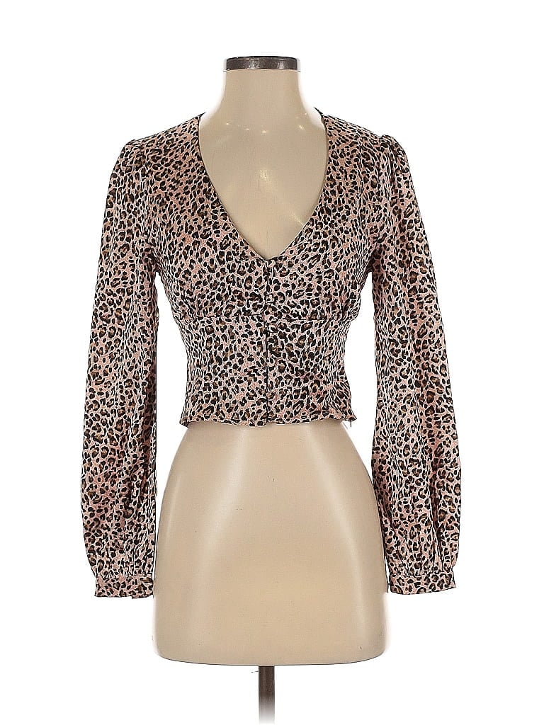 Pre-owned Superdown Long Sleeve Blouse In Brown