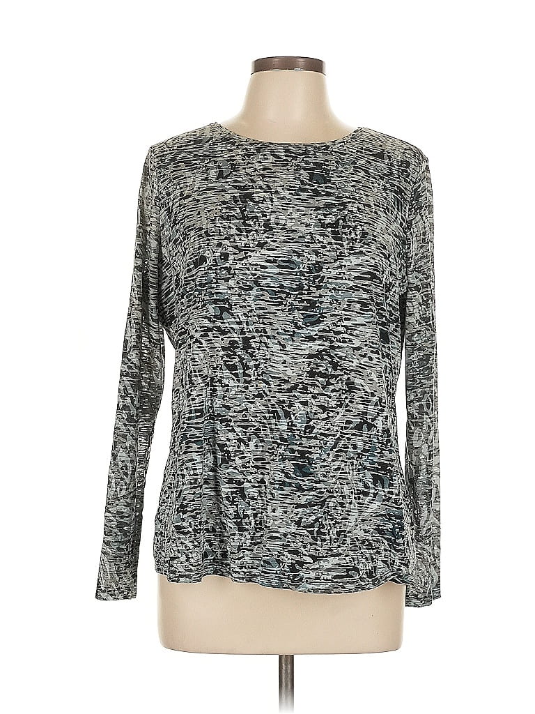 Pre-owned Coldwater Creek Long Sleeve Top Green Boatneck Tops