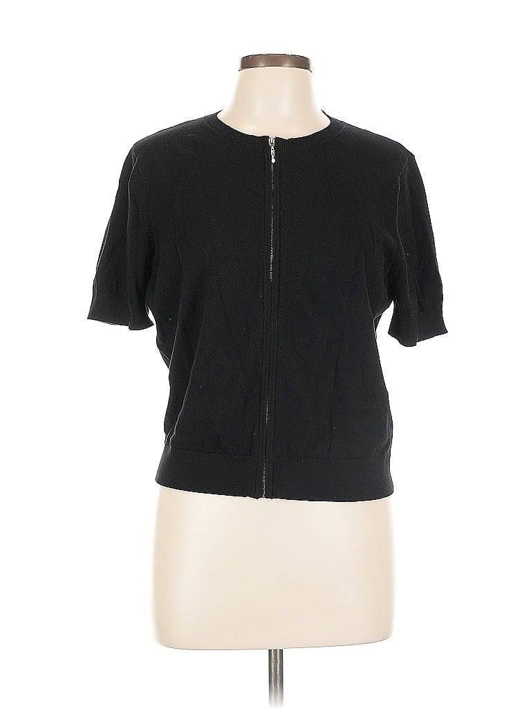Pre-owned August Silk Cardigan Sweater In Black