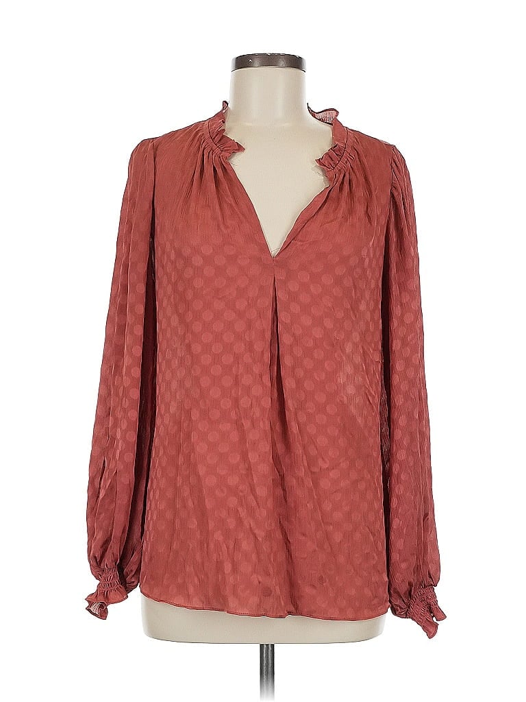 Pre-owned Max Studio Long Sleeve Blouse In Red