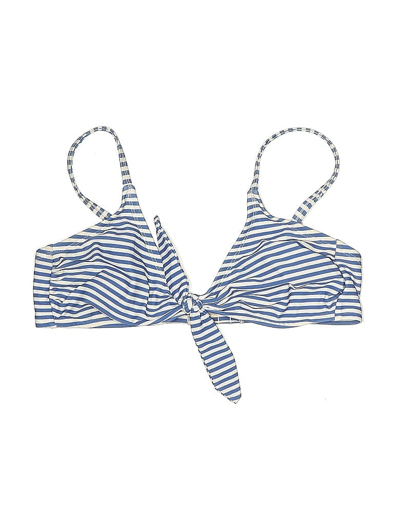 Pre-owned Kona Sol Swimsuit Top Blue Stripes Pattern Swimwear