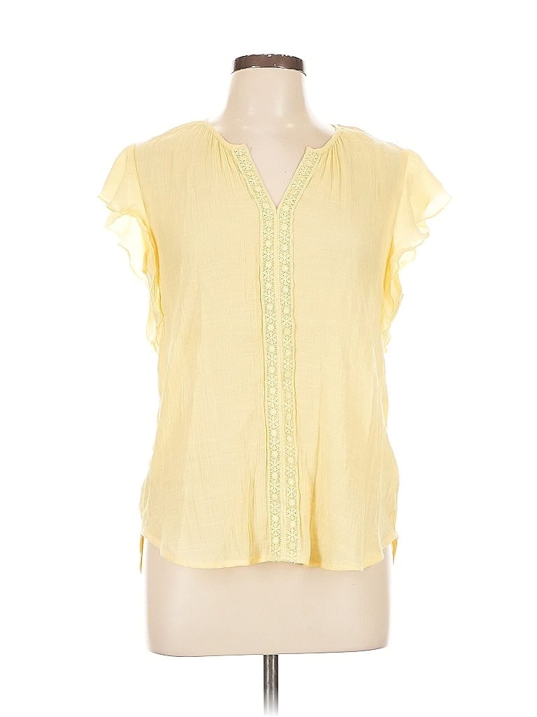 Click to view more detailed imagery on our partner's website Pre-owned Counterparts Short Sleeve Blouse In Yellow