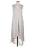 Brunello Cucinelli 100% Polymide Stripes Gray Ivory Casual Dress Size M - photo 1