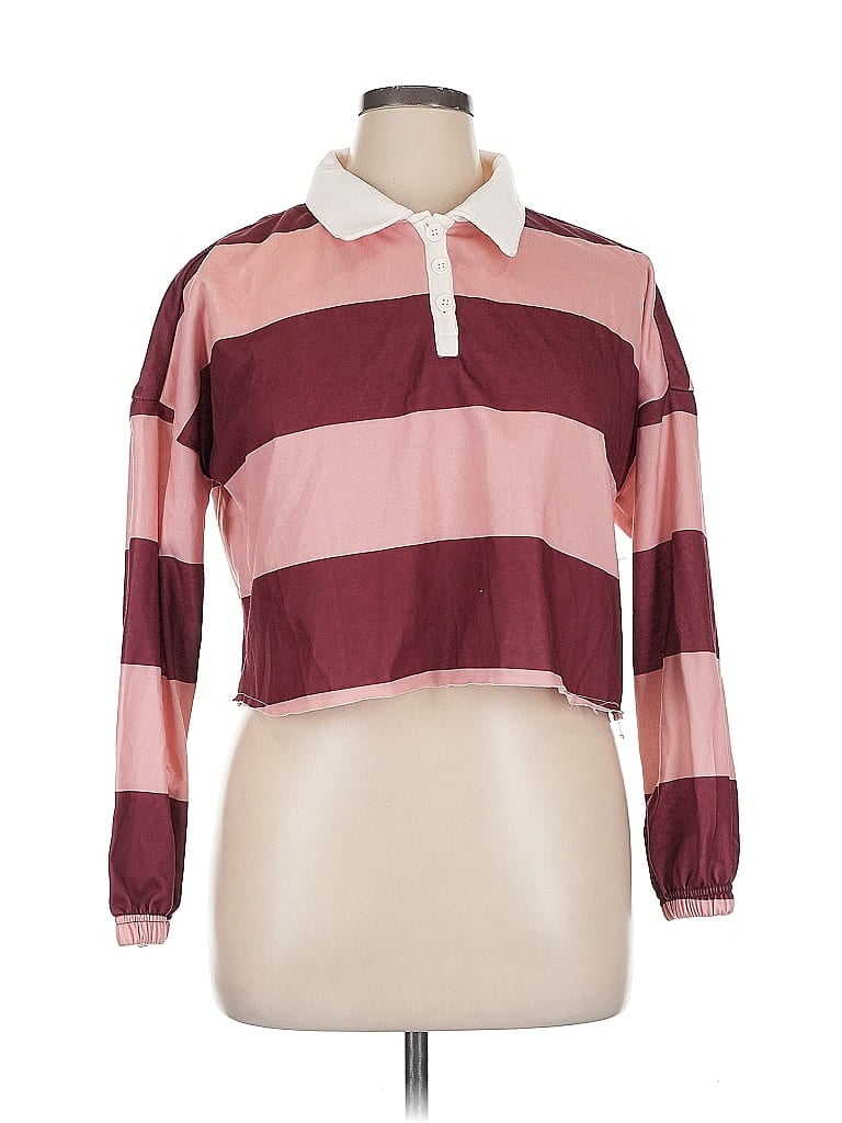 Pre-owned Derek Heart Long Sleeve Blouse In Burgundy