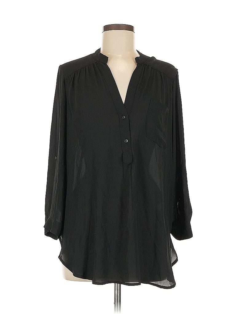 Pre-owned Pleione 3/4 Sleeve Blouse In Black