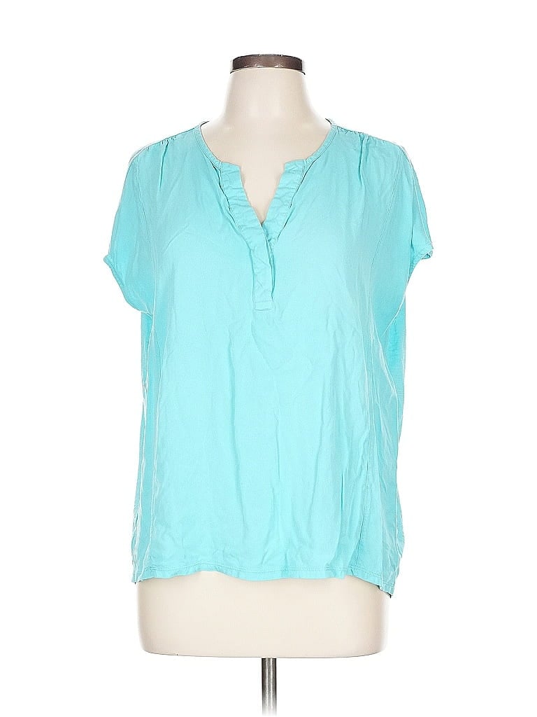 Pre-owned Nine West Short Sleeve Henley Shirt In Blue