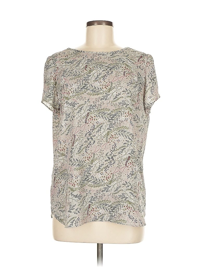 Pre-owned Ann Taylor Loft Outlet Short Sleeve Blouse In Gray