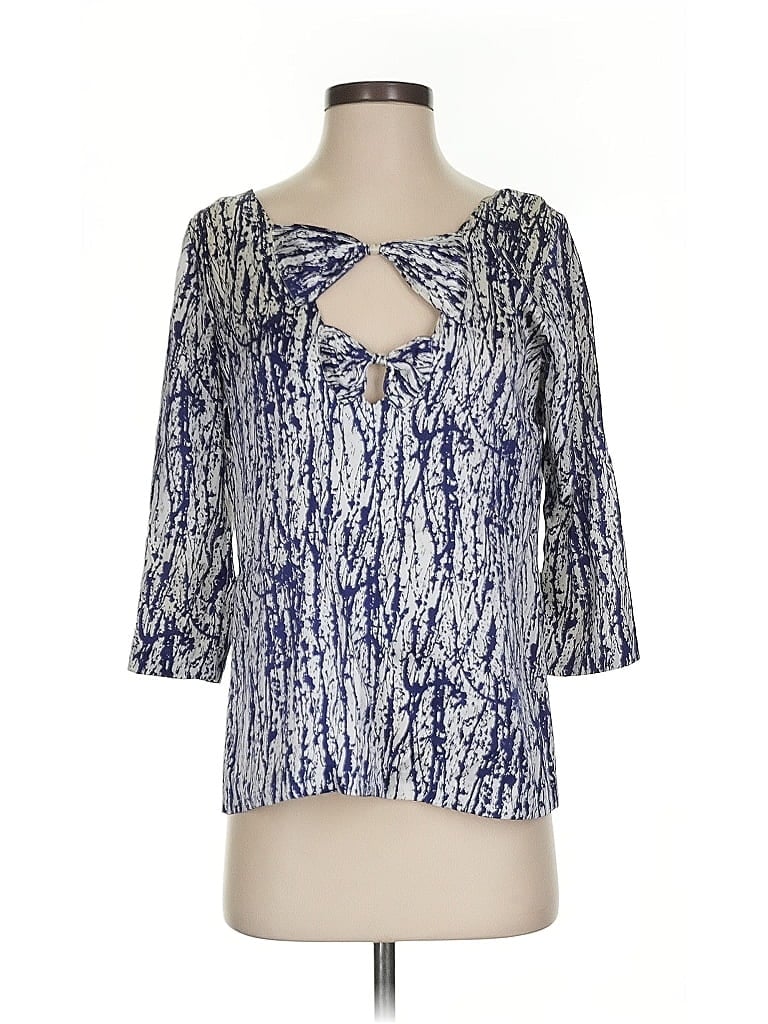 Pre-owned Joie 3/4 Sleeve Silk Top Blue Keyhole Neckline Tops