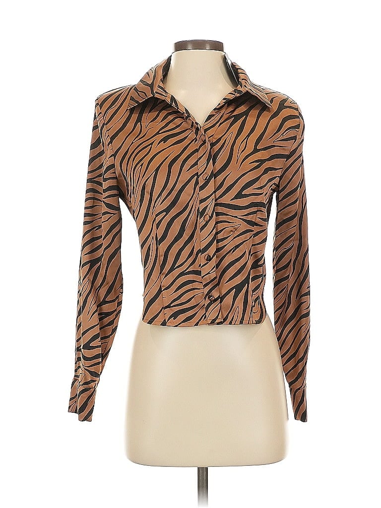 Pleione Long Sleeve Blouse In Brown