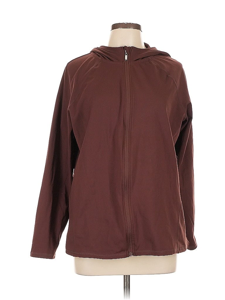 Pre-owned Assorted Brands Zip Up Hoodie In Brown