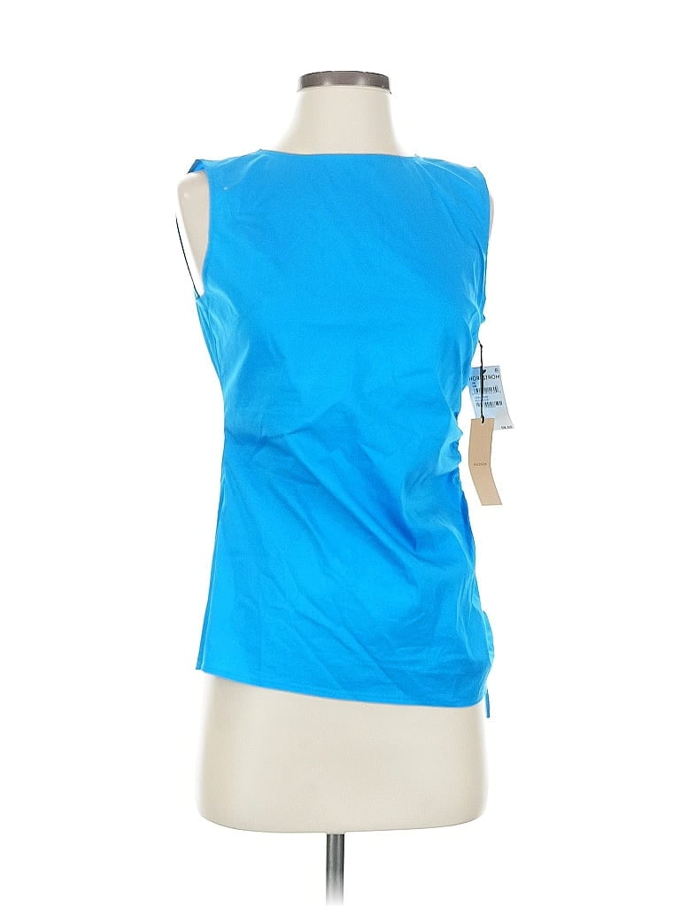 Halogen Sleeveless Top Blue One Shoulder Neckline Tops In Blue