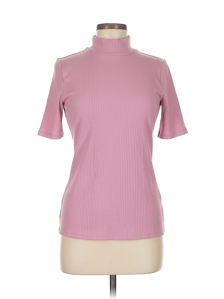 Pre-owned Inc International Concepts Short Sleeve Turtleneck In Pink