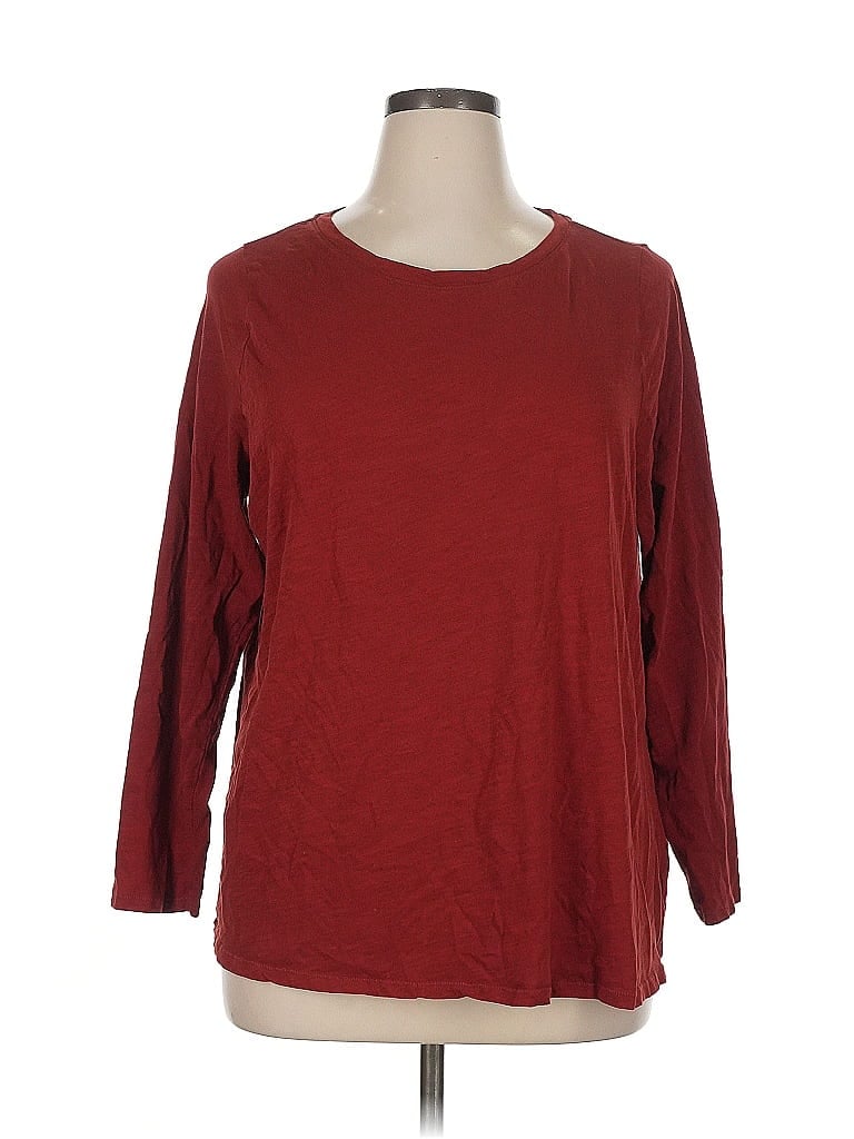 Pre-owned Sonoma Goods For Life 3/4 Sleeve T-shirt In Burgundy