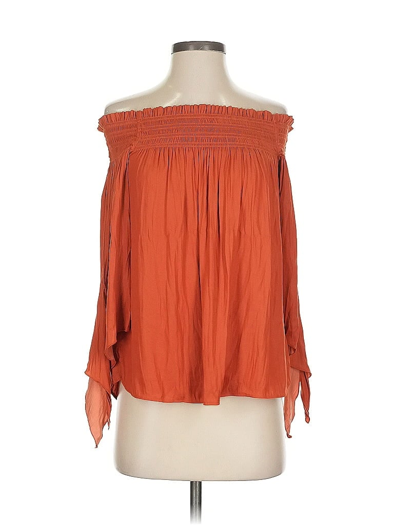 Pre-owned Ann Taylor Loft 3/4 Sleeve Blouse In Orange