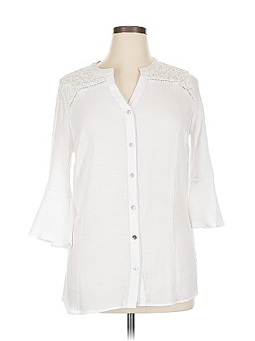 NY Collection 3/4 Sleeve Button-Down Shirt (view 1)