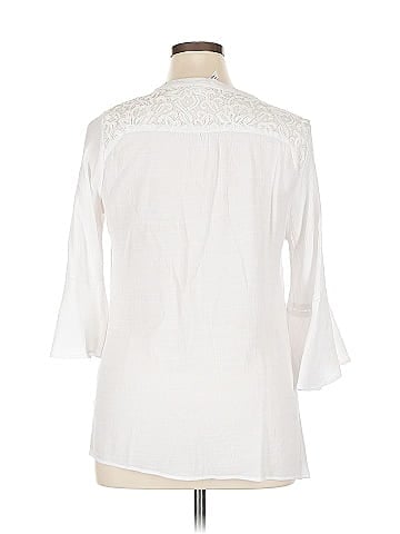 NY Collection 3/4 Sleeve Button-Down Shirt (view 2)
