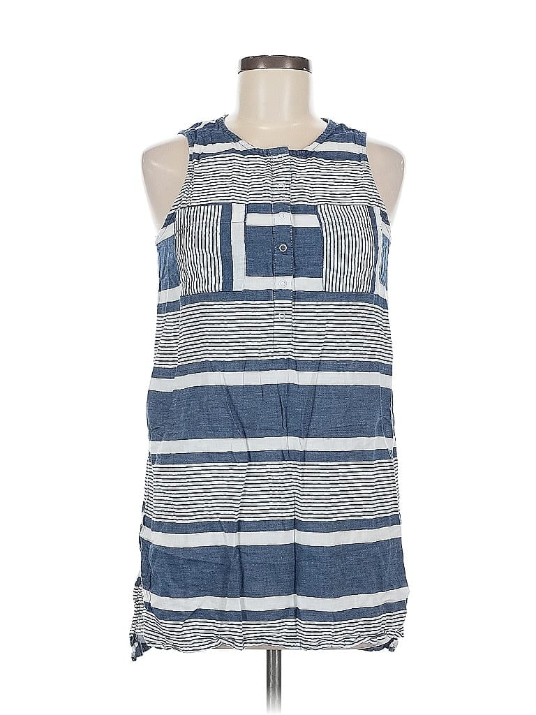 Click to view more detailed imagery on our partner's website Pre-owned Mud Pie Sleeveless Button Down Shirt In Blue