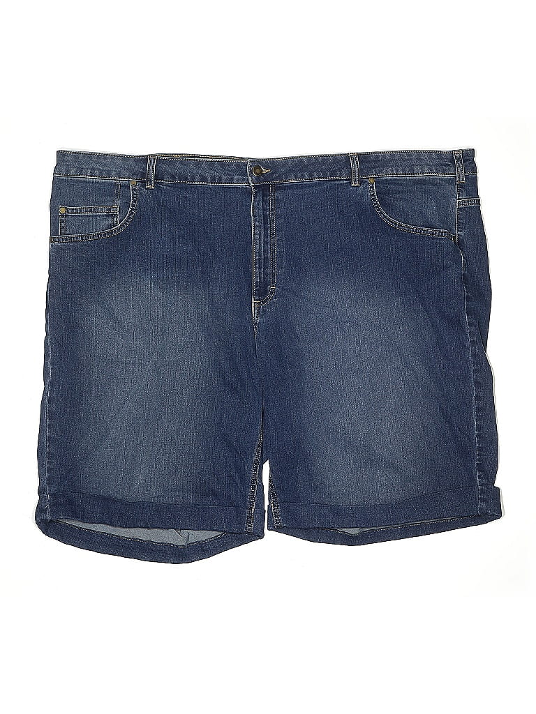 Pre-owned Woman Within Denim Shorts In Blue