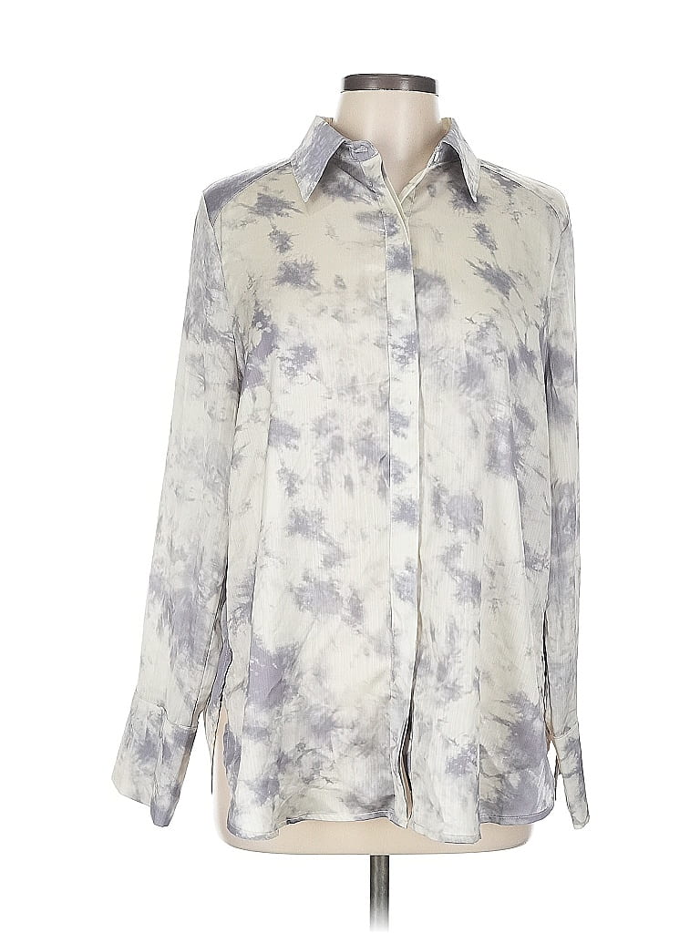 Pre-owned Acoa Collection Long Sleeve Blouse In Silver