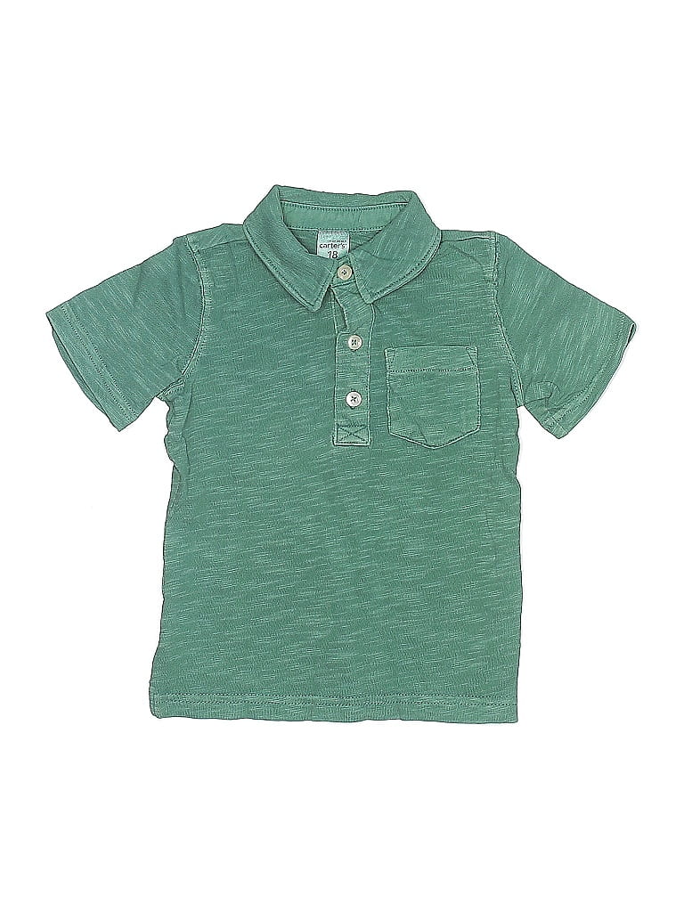 Pre-owned Carter's Kids' Short Sleeve Button Down Shirt In Green