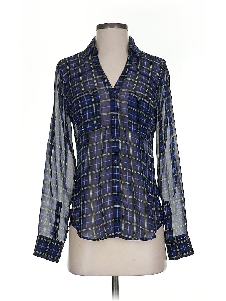 Pre-owned Express Long Sleeve Blouse In Blue
