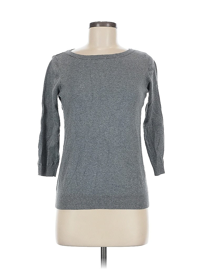 Pre-owned Ann Taylor Loft Outlet 3/4 Sleeve Top Gray Boatneck Tops