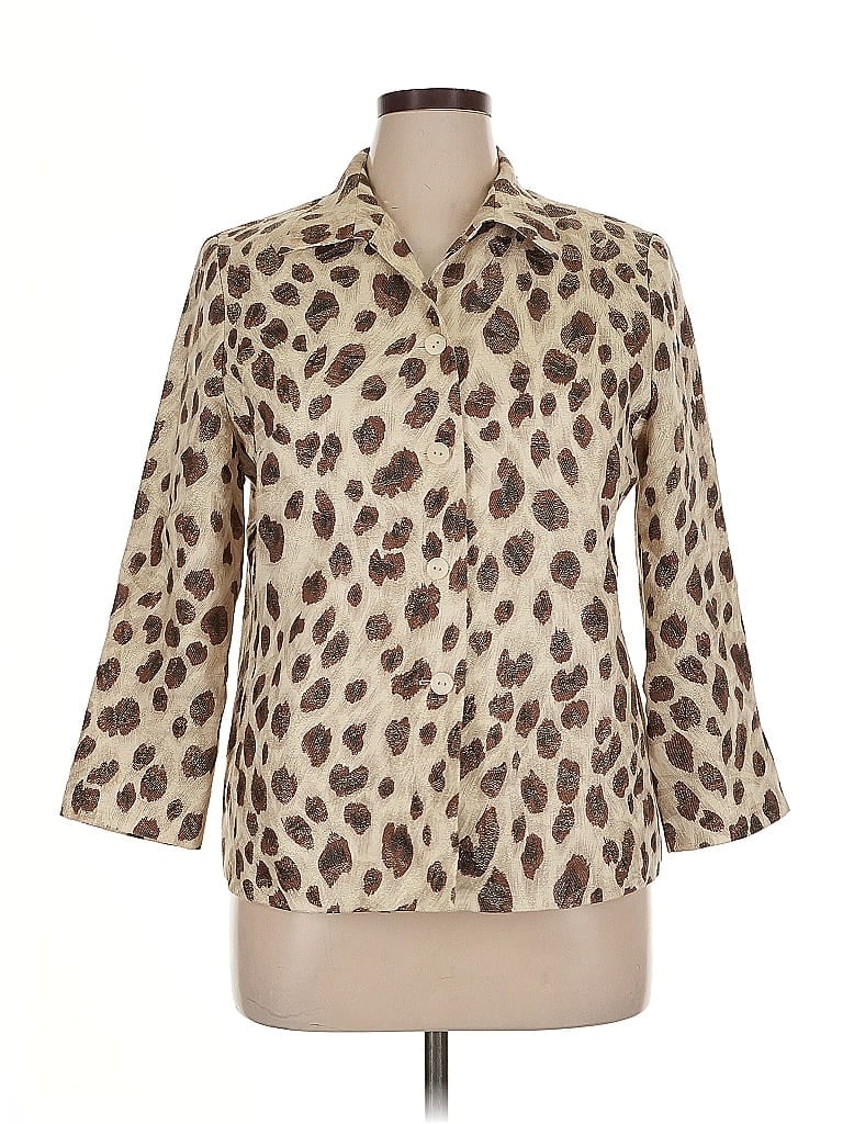 Pre-owned Donna Toran 3/4 Sleeve Blouse In White