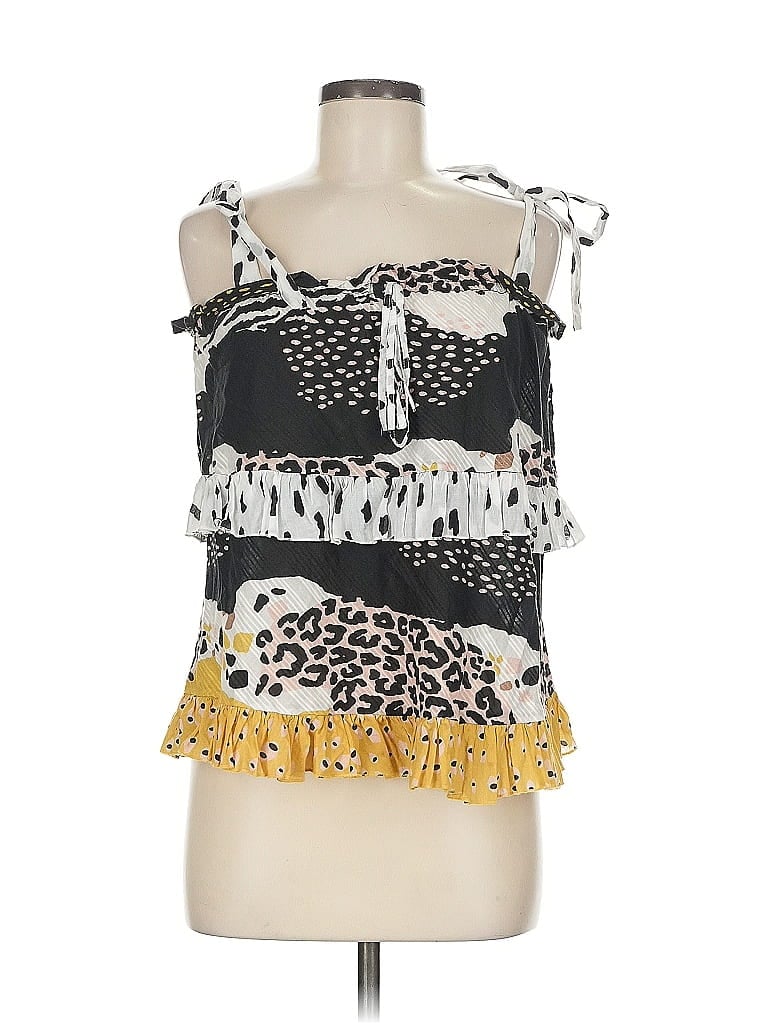 Pre-owned Conditions Apply Tank Top Yellow Print Pattern Strapless Neckline Tops