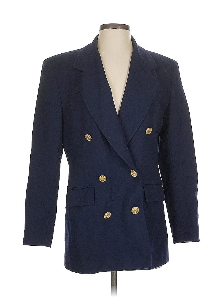 Pre-owned Liz Claiborne Wool Blazer Jacket In Blue